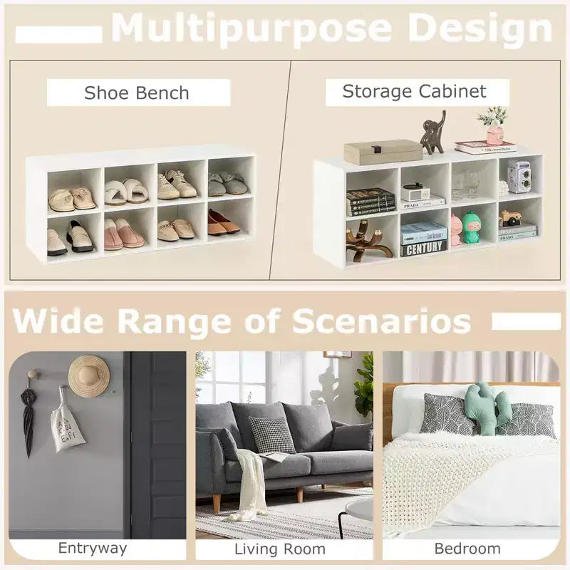 Costway Scarpiera con 8 Scomparti, Capacità di Carico 227 kg, Scarpiera da Ingresso Grigio/Bianco/Nero