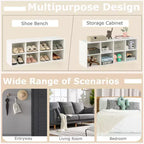 Costway Scarpiera con 8 Scomparti, Capacità di Carico 227 kg, Scarpiera da Ingresso Grigio/Bianco/Nero