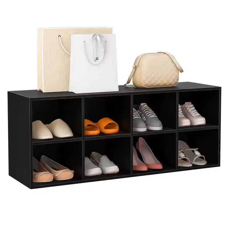 Costway 8 Cubbies Shoe Bench with 500 LBS Weight Capacity Cubby Shoe Rack Storage Cabinet Grey/White/Black