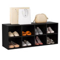 Costway 8 Cubbies Shoe Bench with 500 LBS Weight Capacity Cubby Shoe Rack Storage Cabinet Grey/White/Black