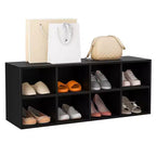 Costway 8 Cubbies Shoe Bench with 500 LBS Weight Capacity Cubby Shoe Rack Storage Cabinet Grey/White/Black