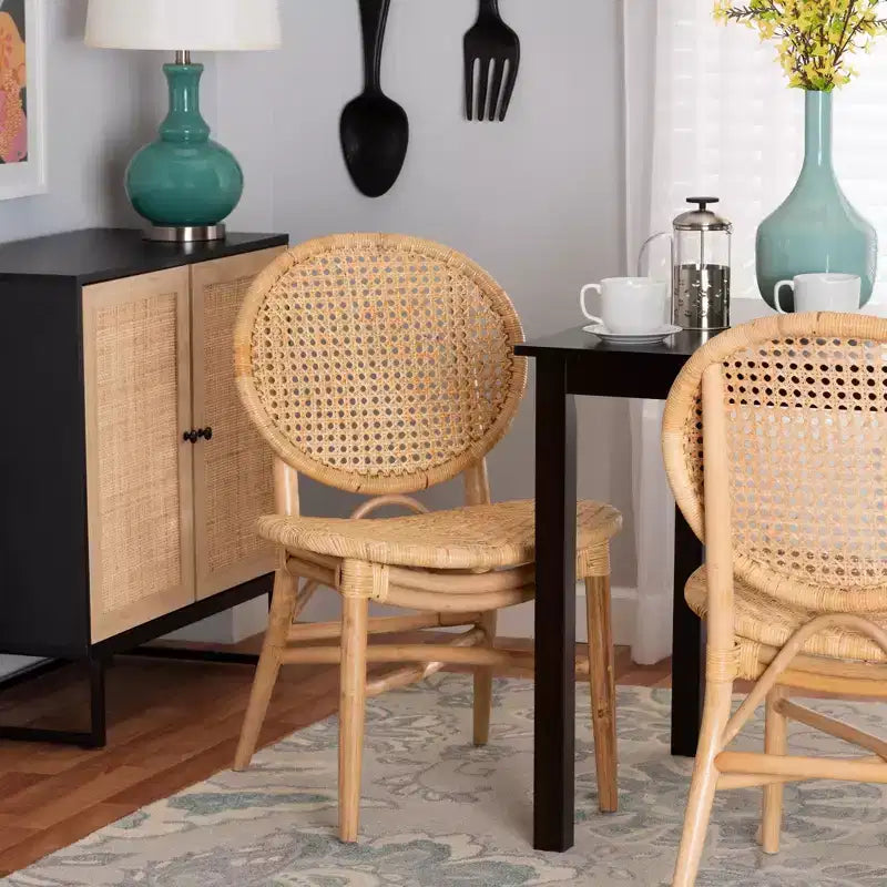 bali & pari Osaka Modern Bohemian Natural Brown Rattan Dining Chair