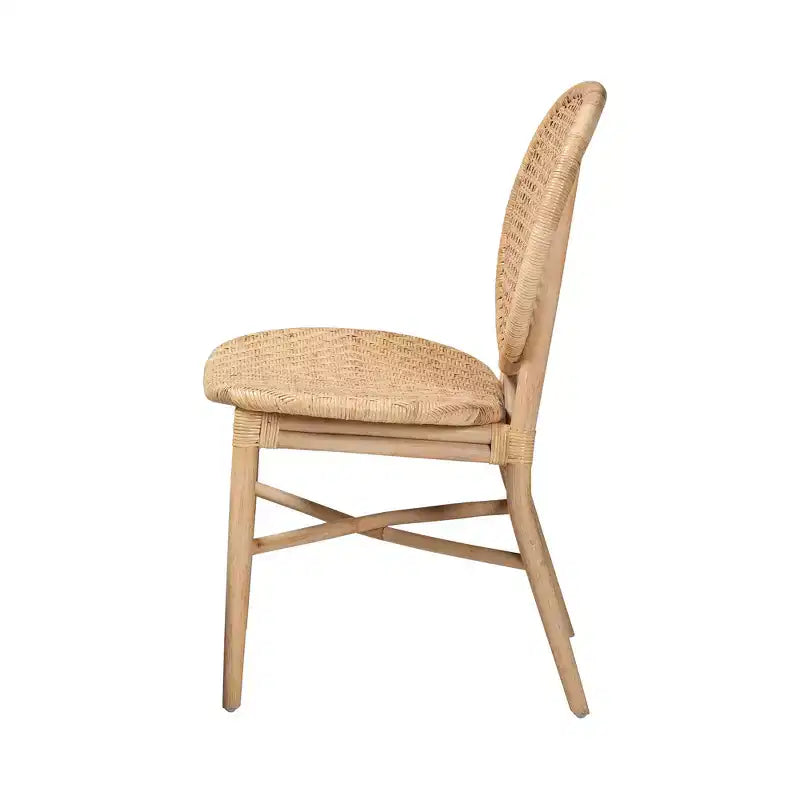 bali & pari Sedia da pranzo in rattan marrone naturale stile bohémien moderno Osaka