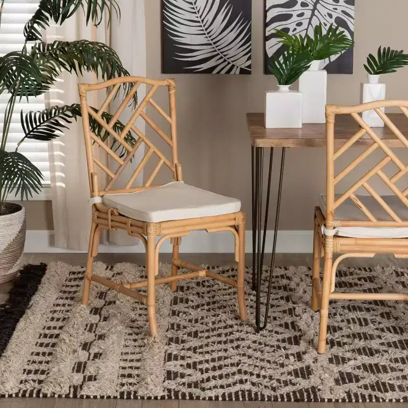 bali & pari Rio Modern Bohemian Natural Brown Rattan Dining Chair