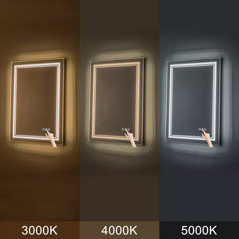 Specchio da bagno a LED C Cattleya rettangolare senza cornice, anti-appannamento, che cambia colore, dimmerabile