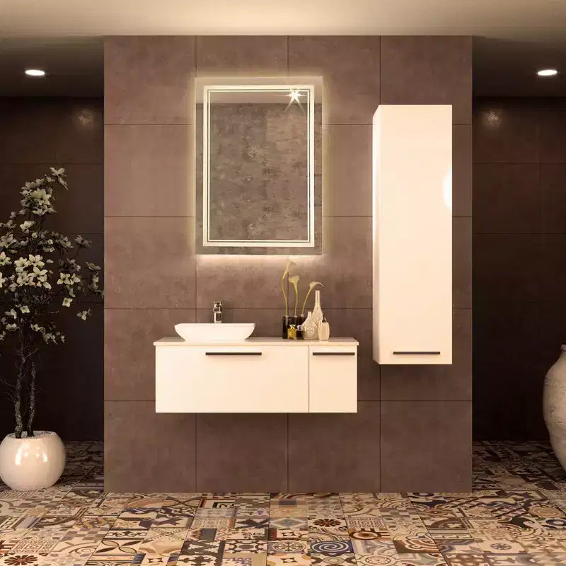 Specchio da bagno a LED C Cattleya rettangolare senza cornice, anti-appannamento, che cambia colore, dimmerabile