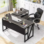 Scrivania Lantine 55 per computer con cassettiera mobile a 2 cassetti, scrivania direzionale moderna a L con ripiani portaoggetti per l'ufficio domestico