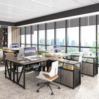 Scrivania Lantine 55 per computer con cassettiera mobile a 2 cassetti, scrivania direzionale moderna a L con ripiani portaoggetti per l'ufficio domestico