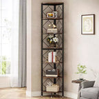 Libreria ad Angolo Industriale Lantine a 7 Ripiani, Scaffale Stretto Molto Alto 78.7, Scaffale in Legno per Casa e Ufficio