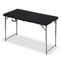 4 Foot Portable Folding Table HDPE Indoor Outdoor Powder-Coated Steel Legs Seats 6 Black