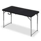 4 Foot Portable Folding Table HDPE Indoor Outdoor Powder-Coated Steel Legs Seats 6 Black