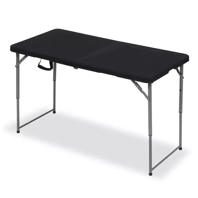 4 Foot Portable Folding Table HDPE Indoor Outdoor Powder-Coated Steel Legs Seats 6 Black