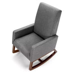 Costway Sedia a dondolo imbottita in tessuto stile retrò Mid Century, Poltrona moderna Beige\Grigio