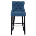 WestinTrends 29 Linen Fabric Tufted Buttons Upholstered Wingback Bar Stool, Tea