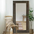 Dovelina Vintage Full-Length Tempered Mirror with Solid Wood Carved and Back Hooks