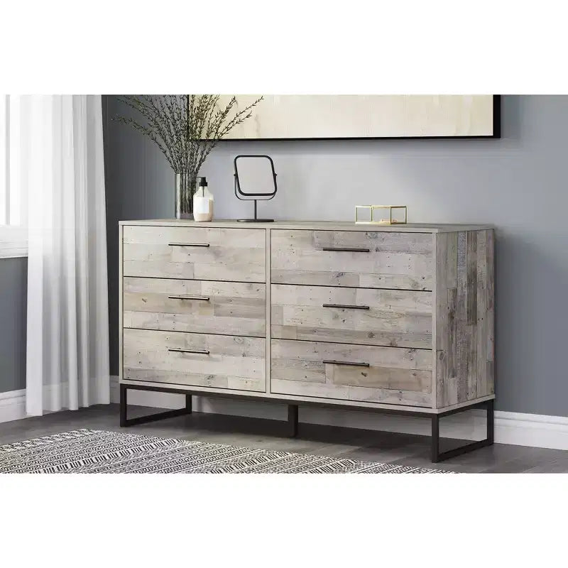Cassettiera Signature Design by Ashley Casual Neilsville con 6 cassetti, finitura Whitewash