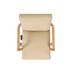 Sedia Direzionale Dumont Modern Farmhouse High Back per Ufficio Domestico, Pelle Beige Crema Neutro e Legno Naturale