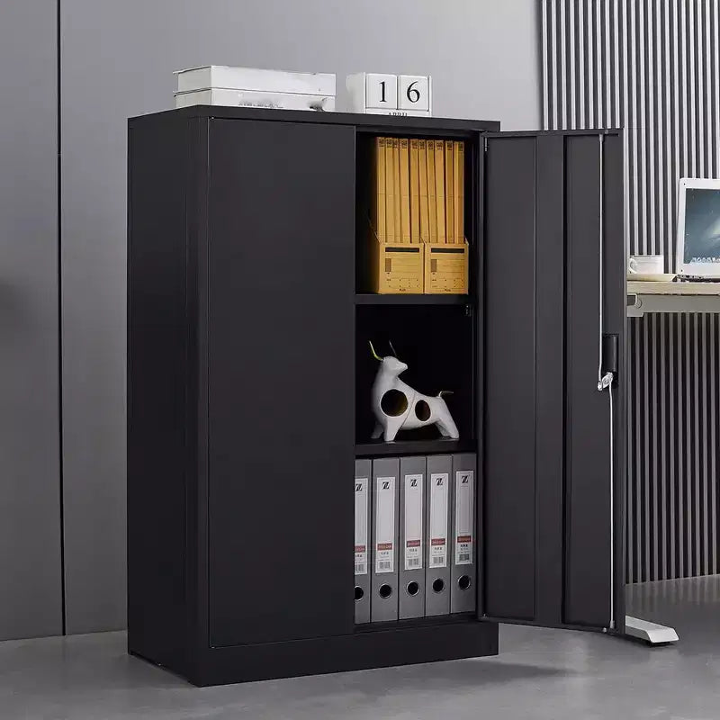 Armadietto metallico da 42" con ante a serratura, armadietto pieghevole per archiviazione con ripiano regolabile, armadietto con serratura per ufficio e garage
