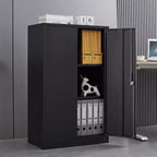 Armadietto metallico da 42" con ante a serratura, armadietto pieghevole per archiviazione con ripiano regolabile, armadietto con serratura per ufficio e garage
