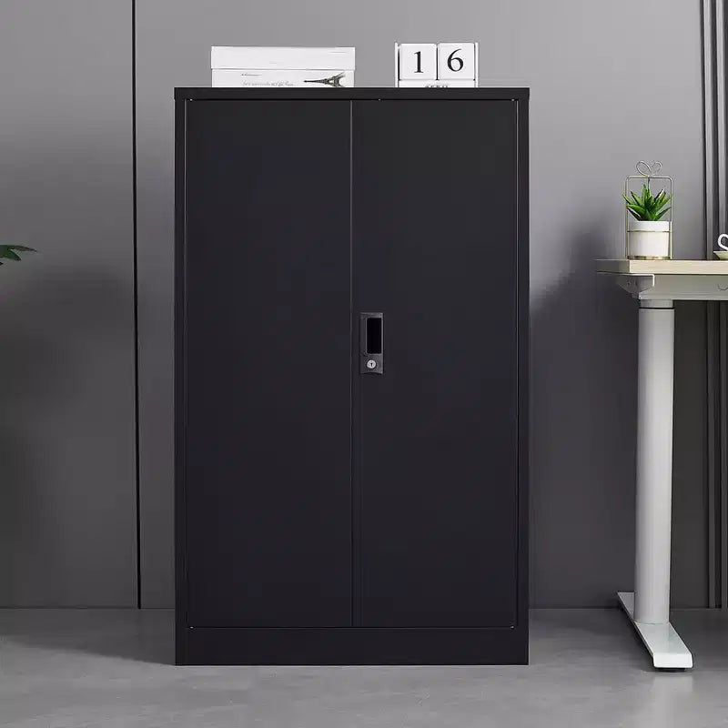 Armadietto metallico da 42" con ante a serratura, armadietto pieghevole per archiviazione con ripiano regolabile, armadietto con serratura per ufficio e garage