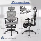 Sedia da ufficio in rete Costway Sedia direzionale con schienale inclinabile da 90-120° Supporto lombare