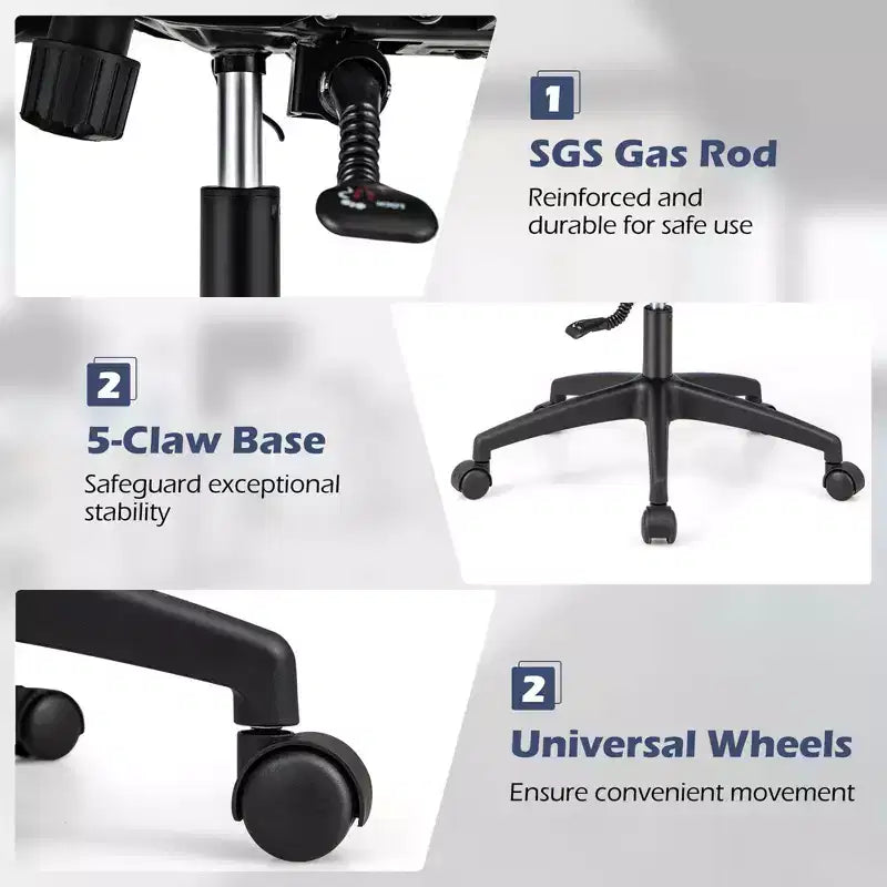 Sedia da ufficio in rete Costway Sedia direzionale con schienale inclinabile da 90-120° Supporto lombare