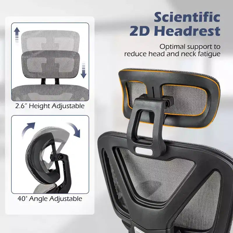 Sedia da ufficio in rete Costway Sedia direzionale con schienale inclinabile da 90-120° Supporto lombare
