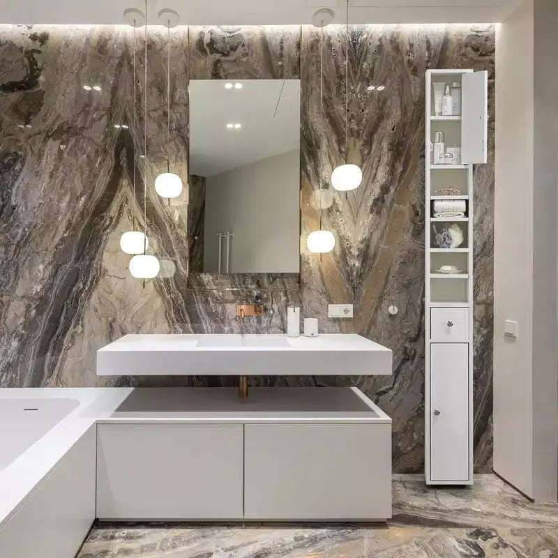 Basicwise 72 Mobile sottile, alto e salvaspazio multiuso in lino bianco - Ideale come organizer per bagno, armadietto per carta igienica e mobile da cucina
