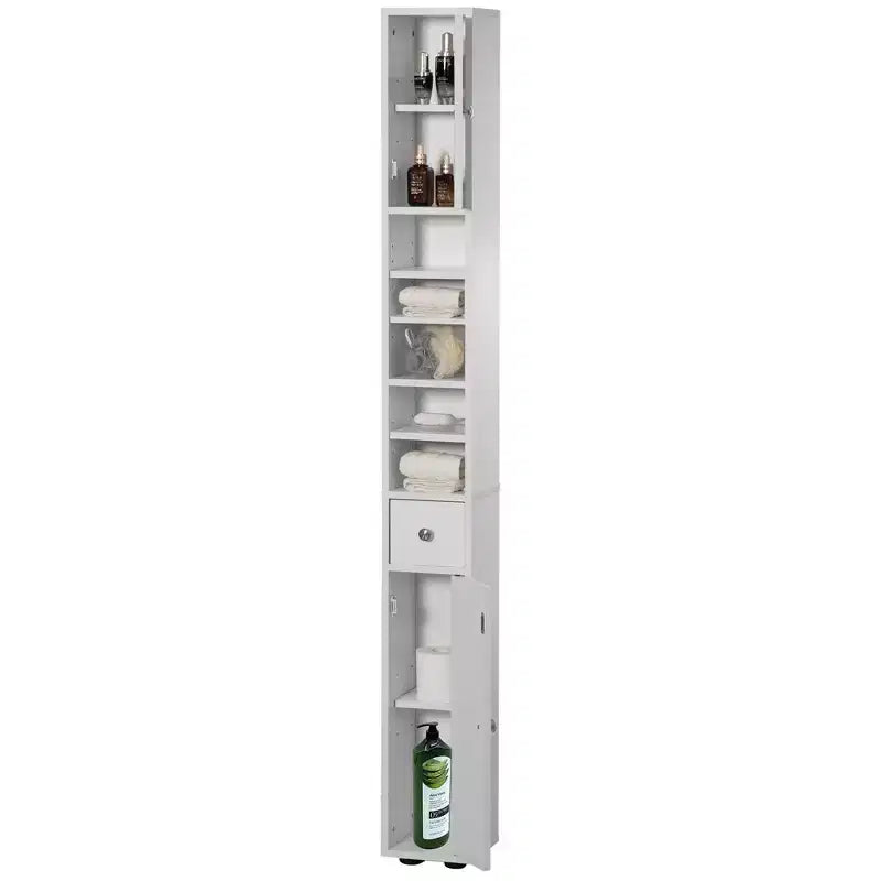Basicwise 72 Mobile sottile, alto e salvaspazio multiuso in lino bianco - Ideale come organizer per bagno, armadietto per carta igienica e mobile da cucina