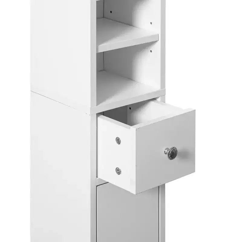 Basicwise 72 Mobile sottile, alto e salvaspazio multiuso in lino bianco - Ideale come organizer per bagno, armadietto per carta igienica e mobile da cucina