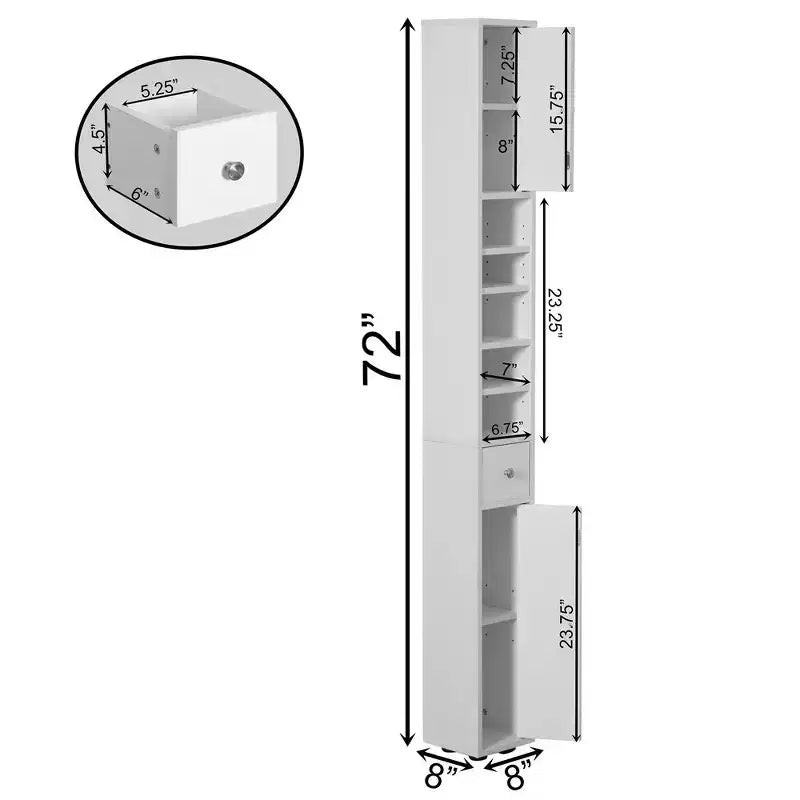 Basicwise 72 Mobile sottile, alto e salvaspazio multiuso in lino bianco - Ideale come organizer per bagno, armadietto per carta igienica e mobile da cucina