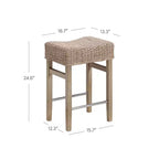 Sgabello da bar Nathan James Harvey in rattan spazzolato con tessuto in alghe marine