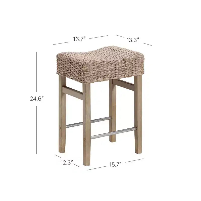 Sgabello da bar Nathan James Harvey in rattan spazzolato con tessuto in alghe marine