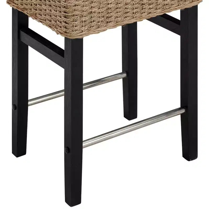 Sgabello da bar Nathan James Harvey in rattan spazzolato con tessuto in alghe marine
