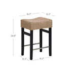 Sgabello da bar Nathan James Harvey in rattan spazzolato con tessuto in alghe marine
