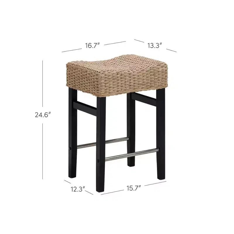 Sgabello da bar Nathan James Harvey in rattan spazzolato con tessuto in alghe marine
