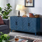 60 Buffet Cabinet with 4 Doors,Large Storage Cabinet Sideboard with Adjustable Shelves, Wooden Console Table TV Stand for Entryway Hallway