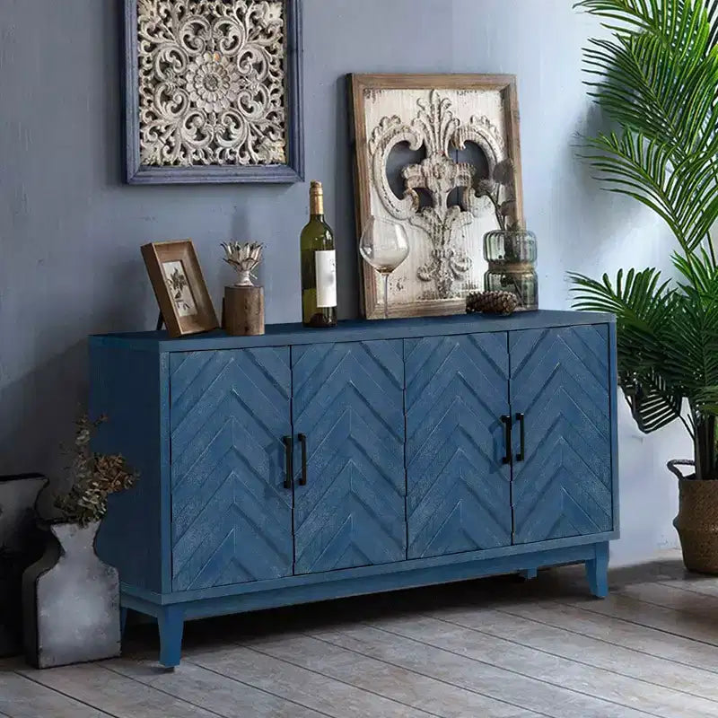 Mobile buffet da 150 cm con 4 ante, Credenza grande con ripiani regolabili, Tavolo console in legno, Mobile TV per ingresso e corridoio
