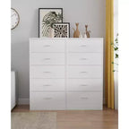 Cassettiera Alta con 5 Cassetti per Camera da Letto 125,5 cm in MDF Legno Finitura Bianca