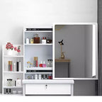 Toeletta 34,8W con 4 cassetti e sedia, specchiera con luce LED a 3 colori per il trucco, bianca 4W - ModernLuxe