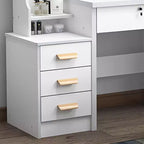 Toeletta 34,8W con 4 cassetti e sedia, specchiera con luce LED a 3 colori per il trucco, bianca 4W - ModernLuxe