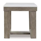 Signature Design by Ashley Loyaska Tavolino casual con piano in marmo bianco, Marrone chiaro e marmo bianco