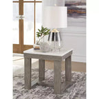 Signature Design by Ashley Loyaska Tavolino casual con piano in marmo bianco, Marrone chiaro e marmo bianco
