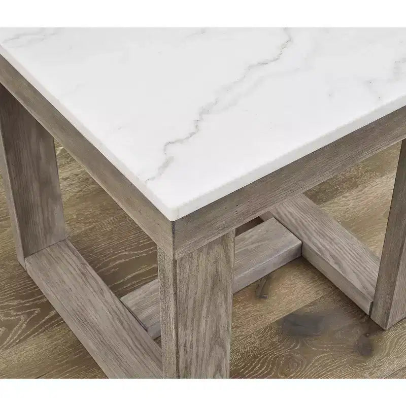 Signature Design by Ashley Loyaska Tavolino casual con piano in marmo bianco, Marrone chiaro e marmo bianco