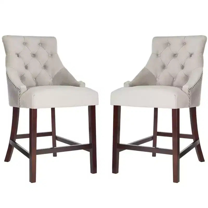 Sgabello da bancone Eleni Tufted Wing Back (set di 2) - BST6305 - Safavieh