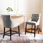 Sgabello da bancone Eleni Tufted Wing Back (set di 2) - BST6305 - Safavieh
