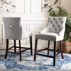 Sgabello da bancone Eleni Tufted Wing Back (set di 2) - BST6305 - Safavieh