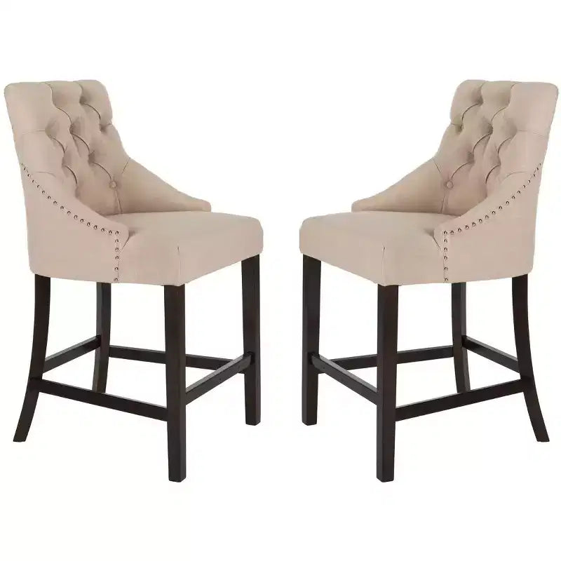 Sgabello da bancone Eleni Tufted Wing Back (set di 2) - BST6305 - Safavieh