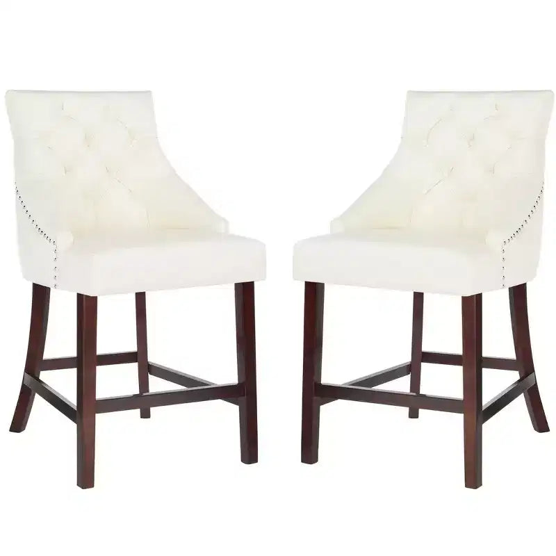 Sgabello da bancone Eleni Tufted Wing Back (set di 2) - BST6305 - Safavieh