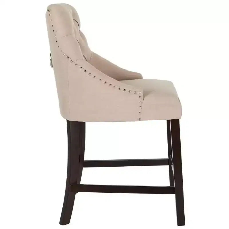 Sgabello da bancone Eleni Tufted Wing Back (set di 2) - BST6305 - Safavieh